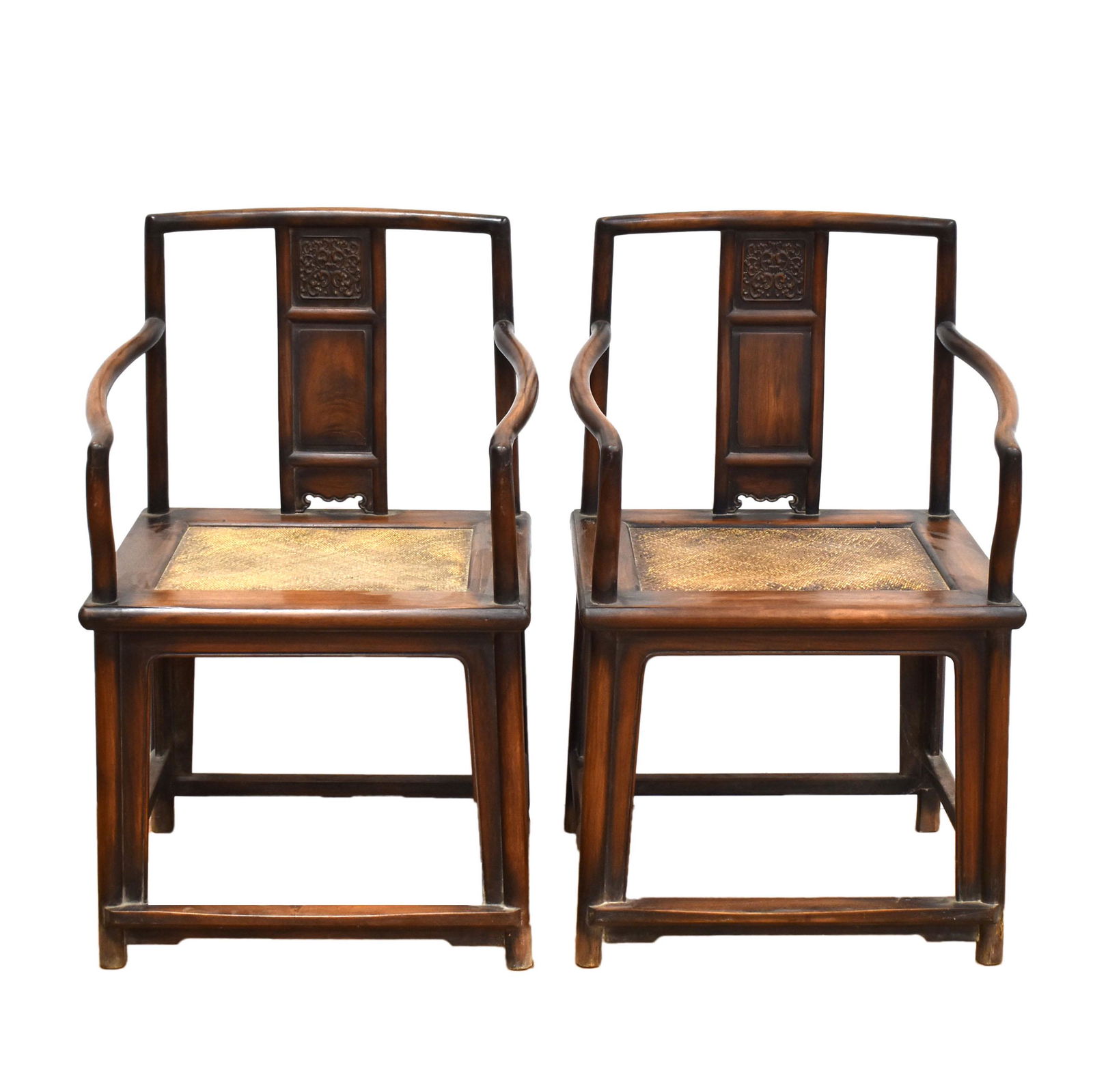 PAIR OF ANTIQUE CHINESE HUANGHUALI ROSE ARM CHAIRS (1 of 9)
