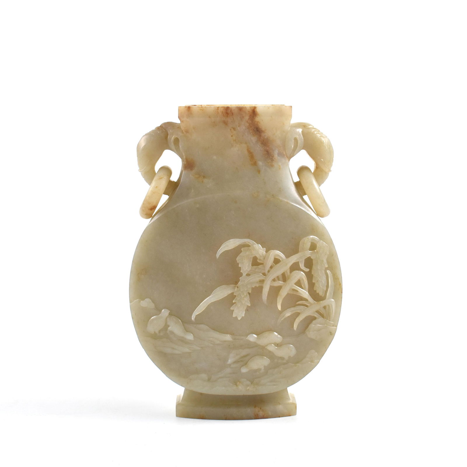 A FINE CHINESE CARVED WHITE JADE VASE (1 of 9)