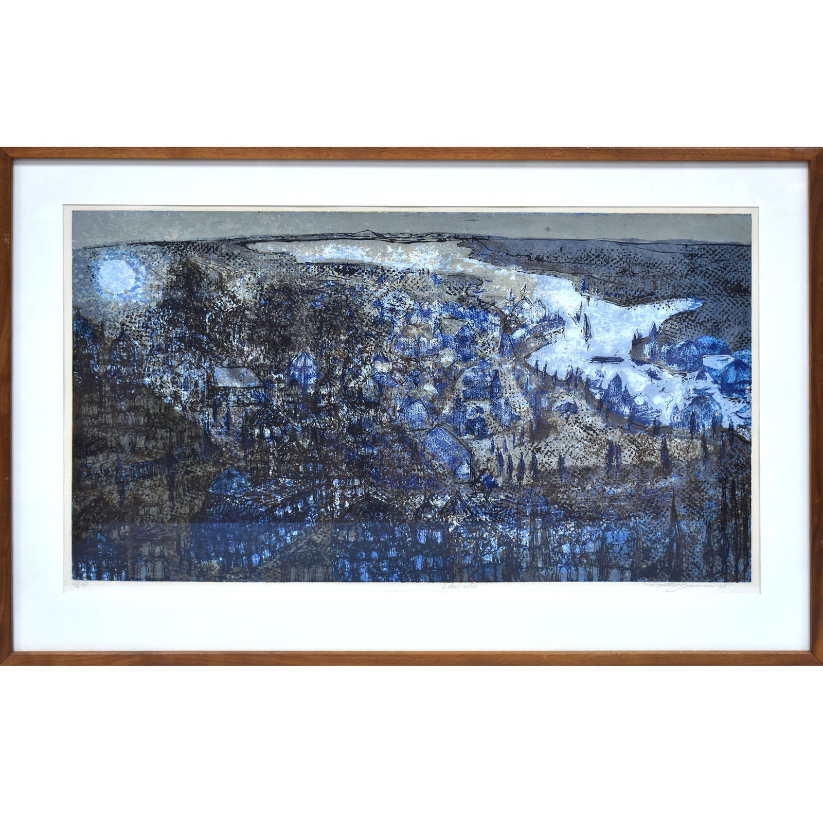 DOROTHY BOWMAN LAKE NITE SIGNED: Dorothy Bowman. Lake Nite. Signed. Born In 1927, Dorothy Bowman Is A Listed Painter And Printmaker, Known For Her Semi-Abstract Compositions. She Studied At The Chouinard Art School Under Rico Lebrun