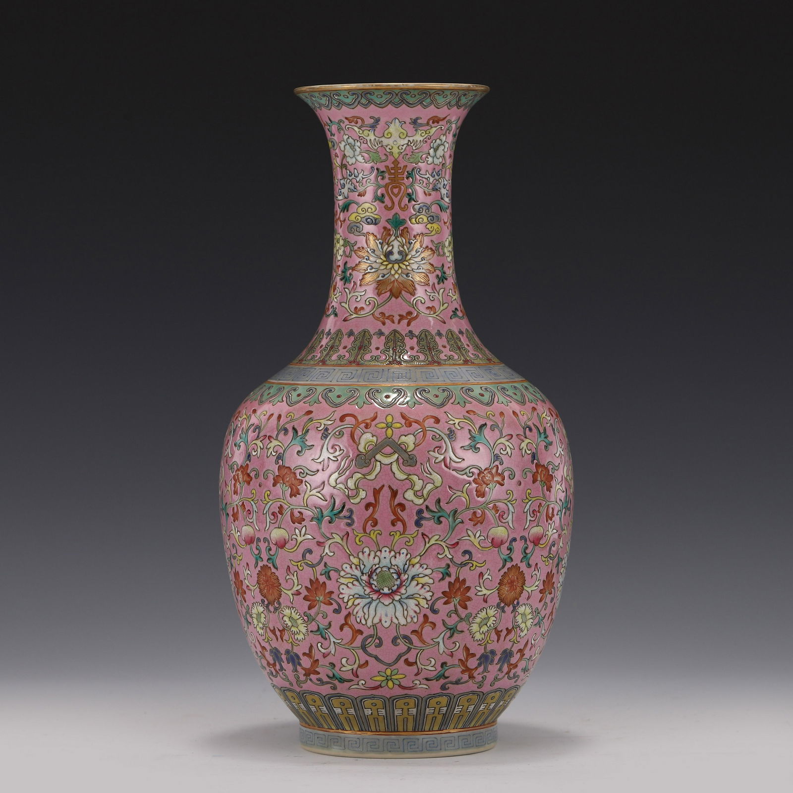 FAMILLE ROSE BALUSTER VASE (1 of 9)
