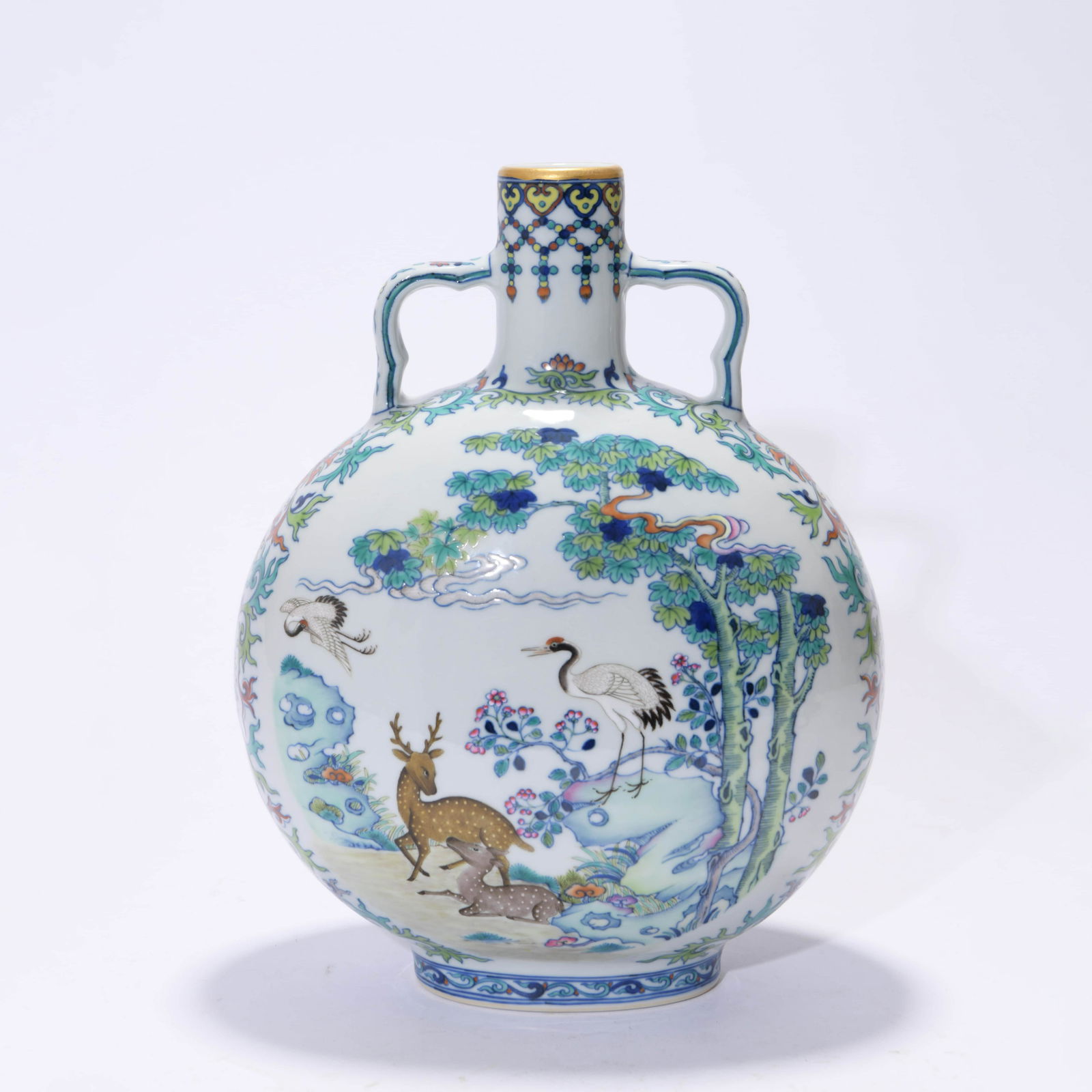 Doucai Glaze Crane & Stag Moon Flask (1 of 7)