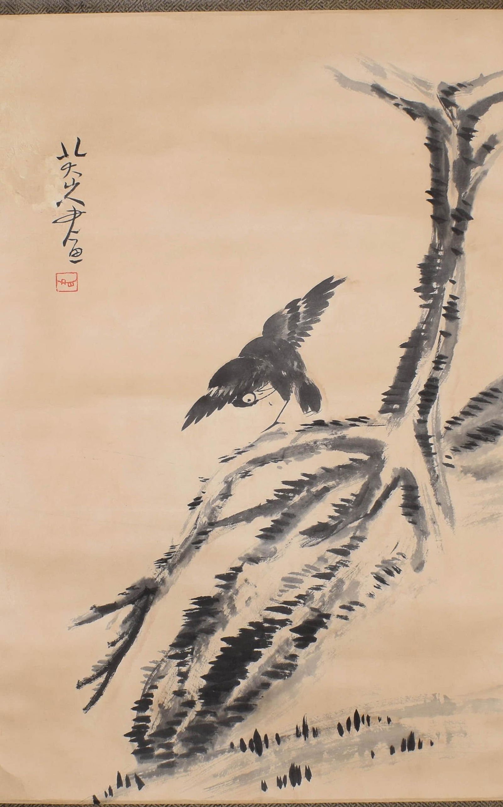A Chinese Black bird and branch Painting, Ba Da Shanren (1 of 6)