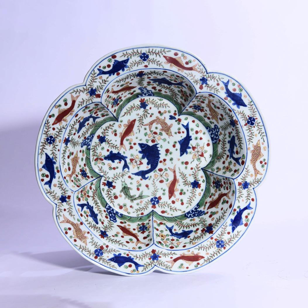 A Wucai Flowers Lobed Charger (1 of 8)