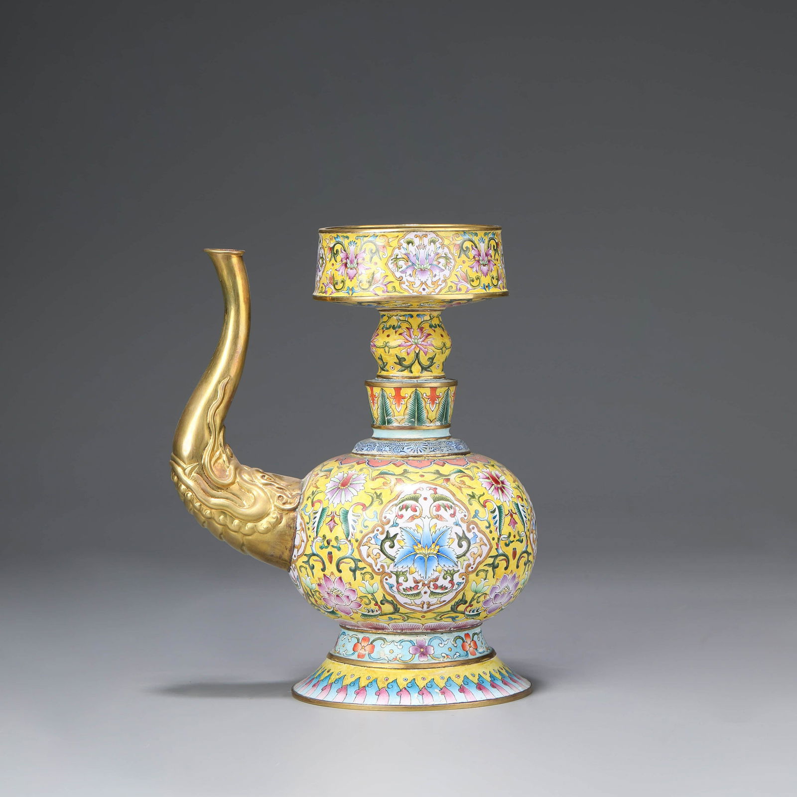 A Gilt-Bronze Enamel Interlocking Lotus Penba Pot (1 of 11)
