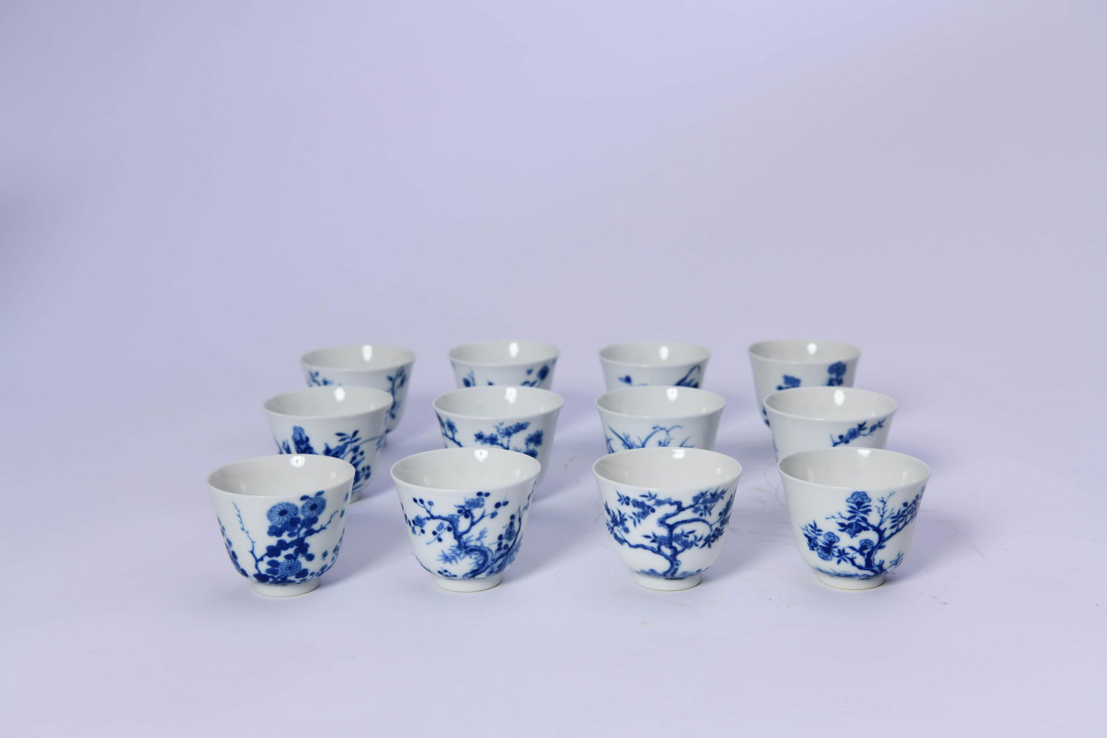 A Set Of Twelve Blue And White Floral Cups (1 of 19)