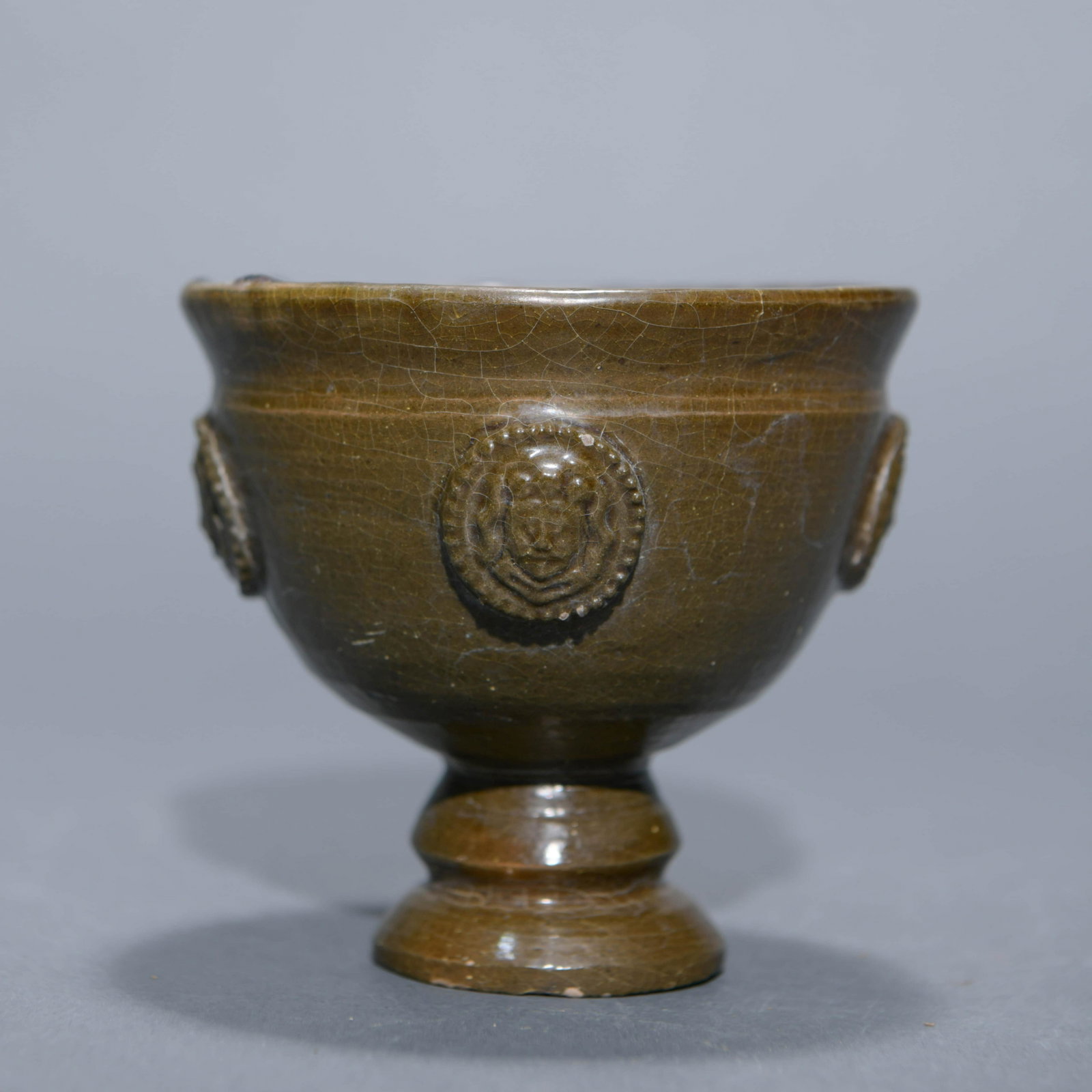 Brown Glaze Stem Bowl: Brown Glaze Stem Bowl Width:9cm, Height:8.6cm,
