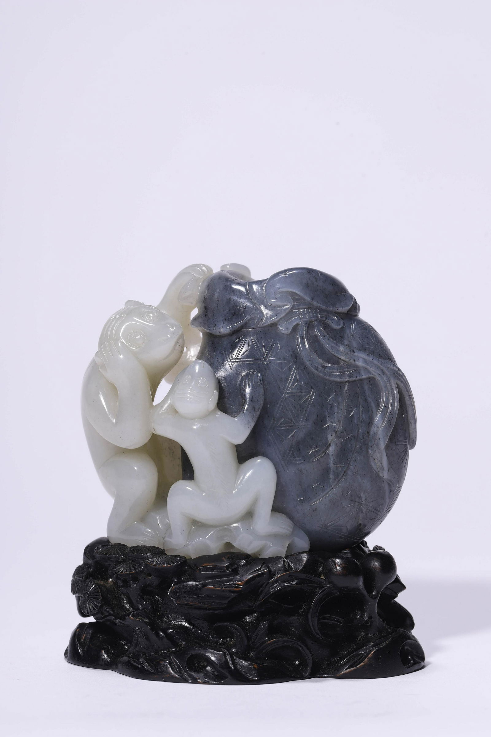 Carved Grey and White Jade Boulder (1 of 8)