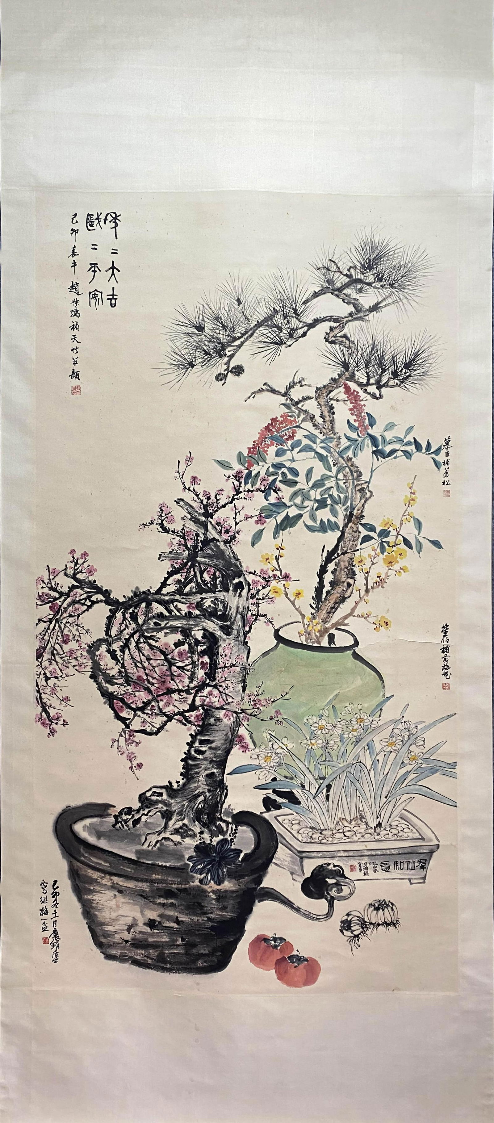 ZHAO SHURU, Chinese Flower and Bird Painting Paper Hanging Scroll (1 of 9)