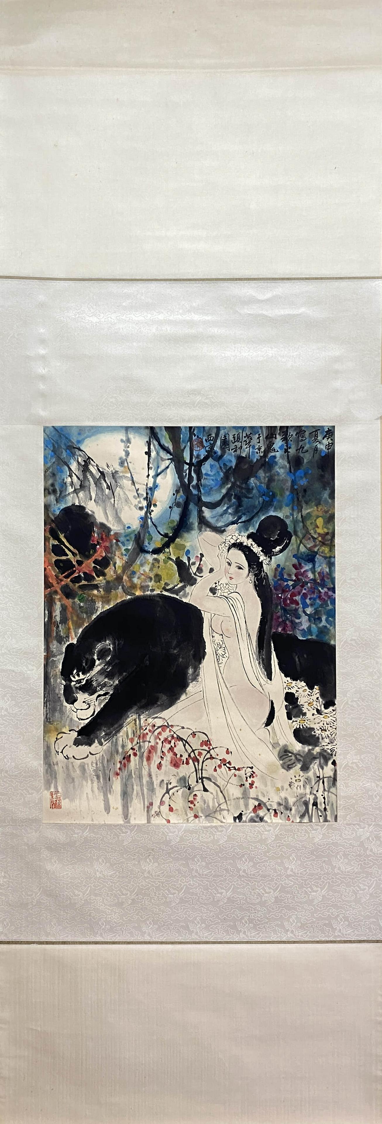 WANG XIJING, Chinese Figure Painting Paper Hanging Scroll (1 of 9)