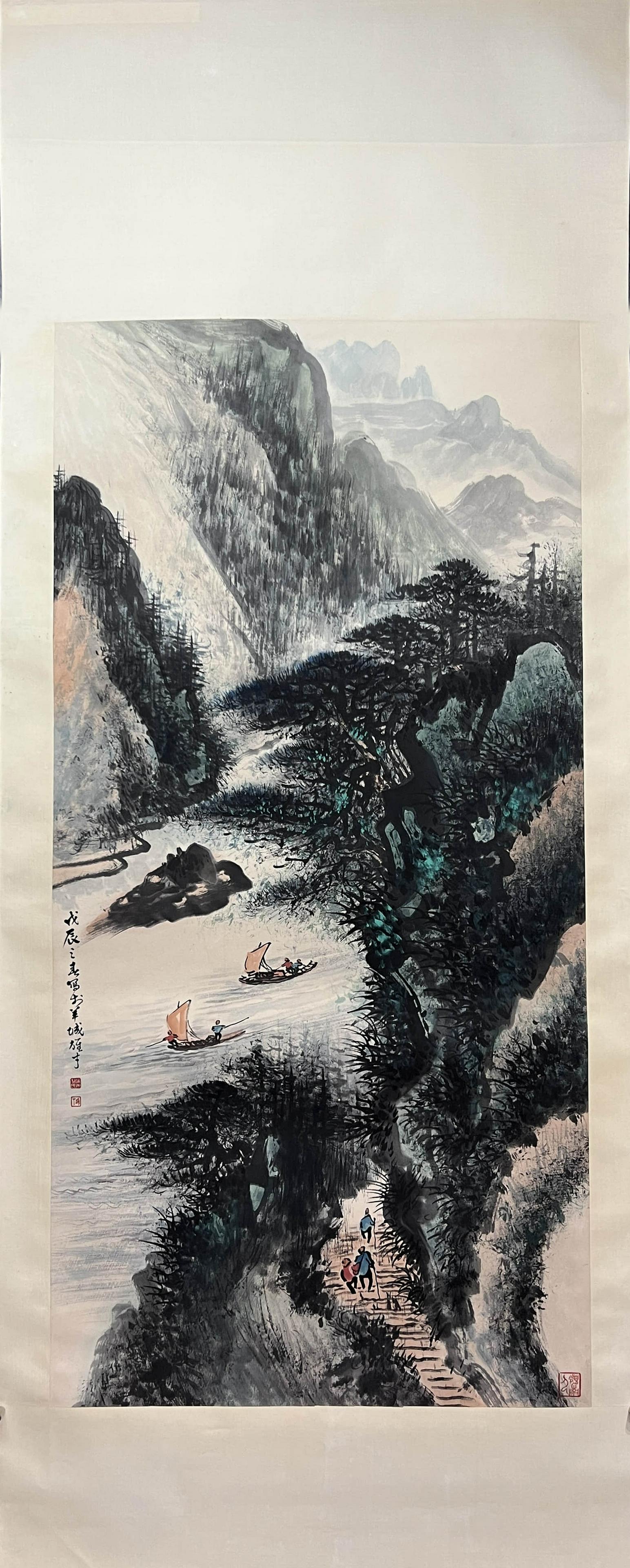 LI XIONGCAI, Chinese Landscape Painting Paper Hanging Scroll (1 of 9)