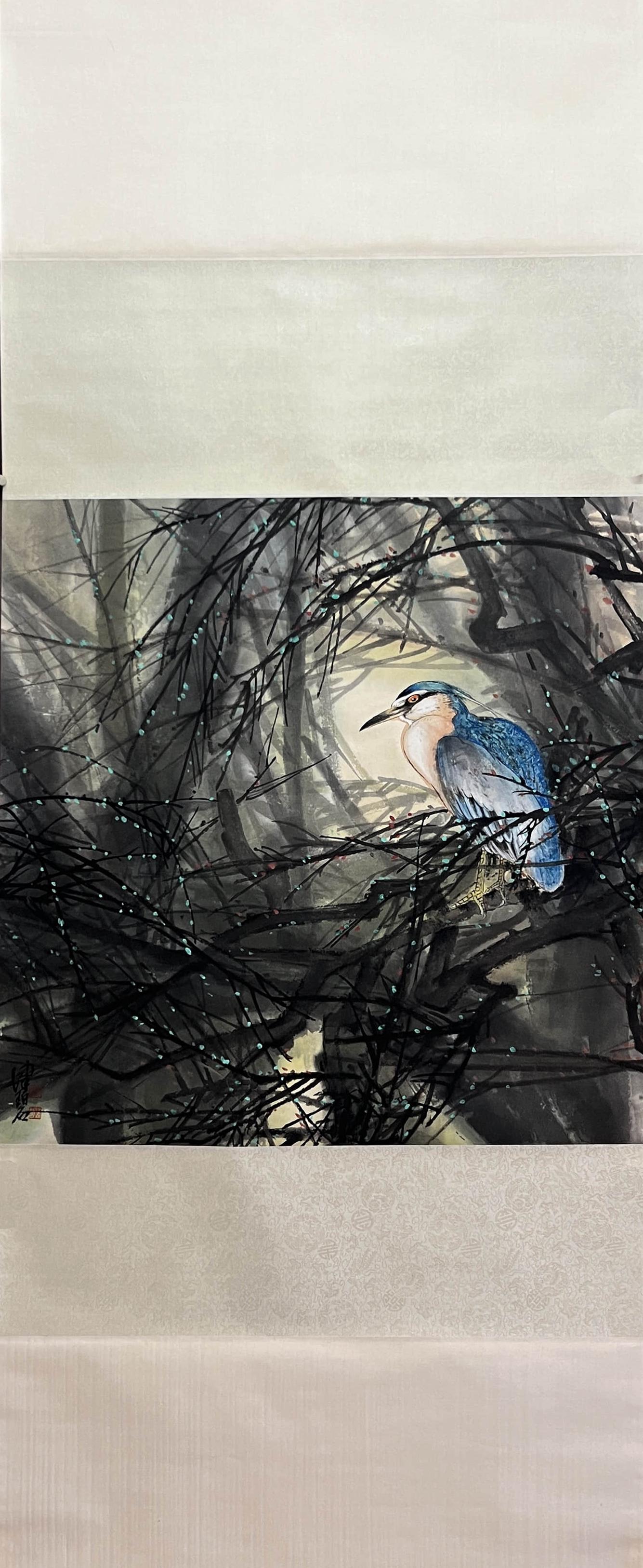 CHEN PEIQIU, Chinese Flower and Bird Painting Paper Hanging Scroll (1 of 9)