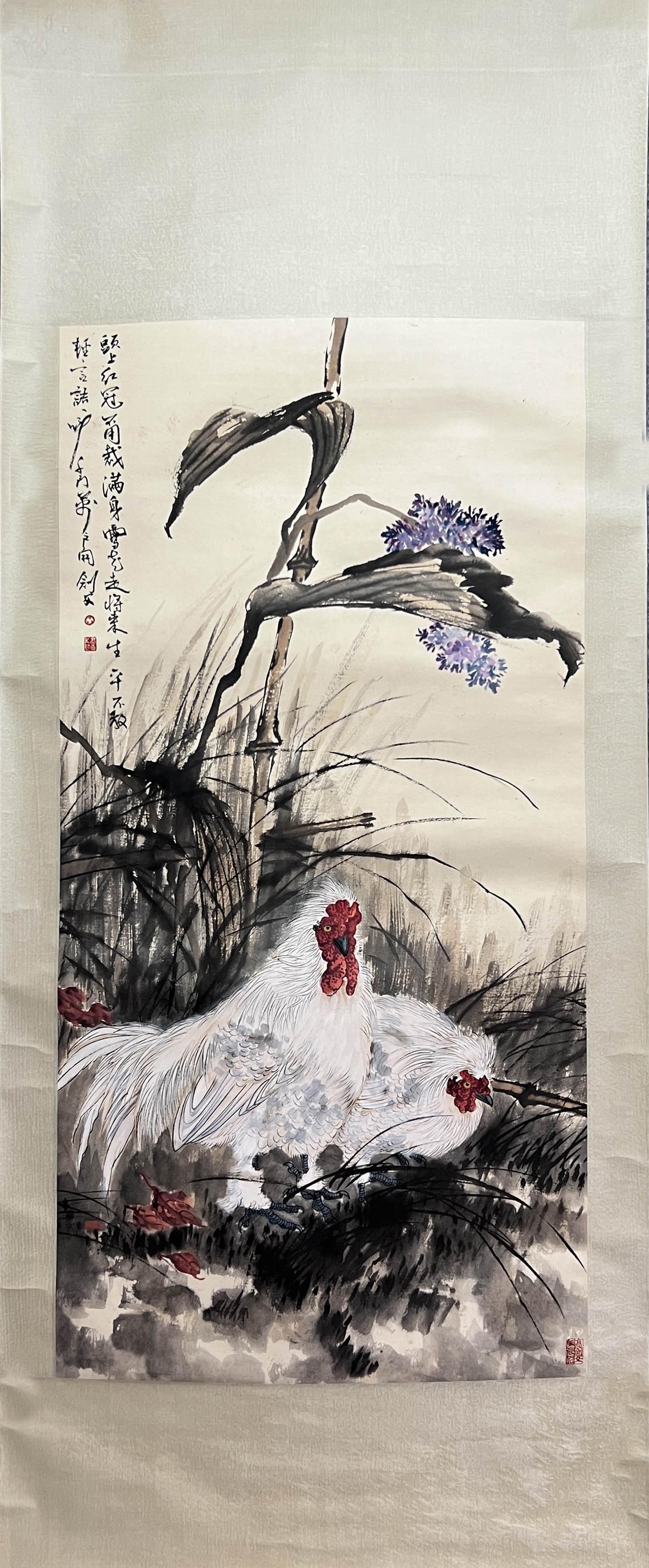 GAO JIANFU, Chinese Flower and Bird Painting Paper Hanging Scroll (1 of 9)