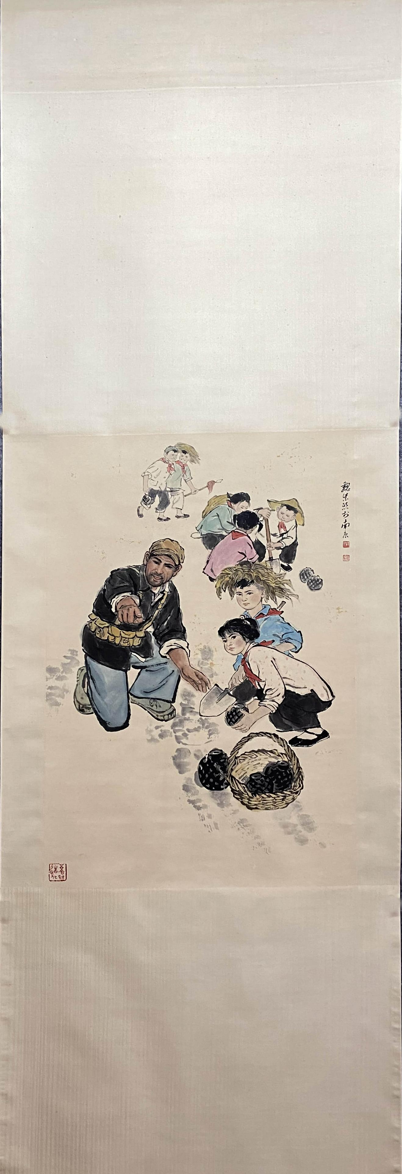 WEI ZIXI, Chinese Figure Painting Paper Hanging Scroll (1 of 9)