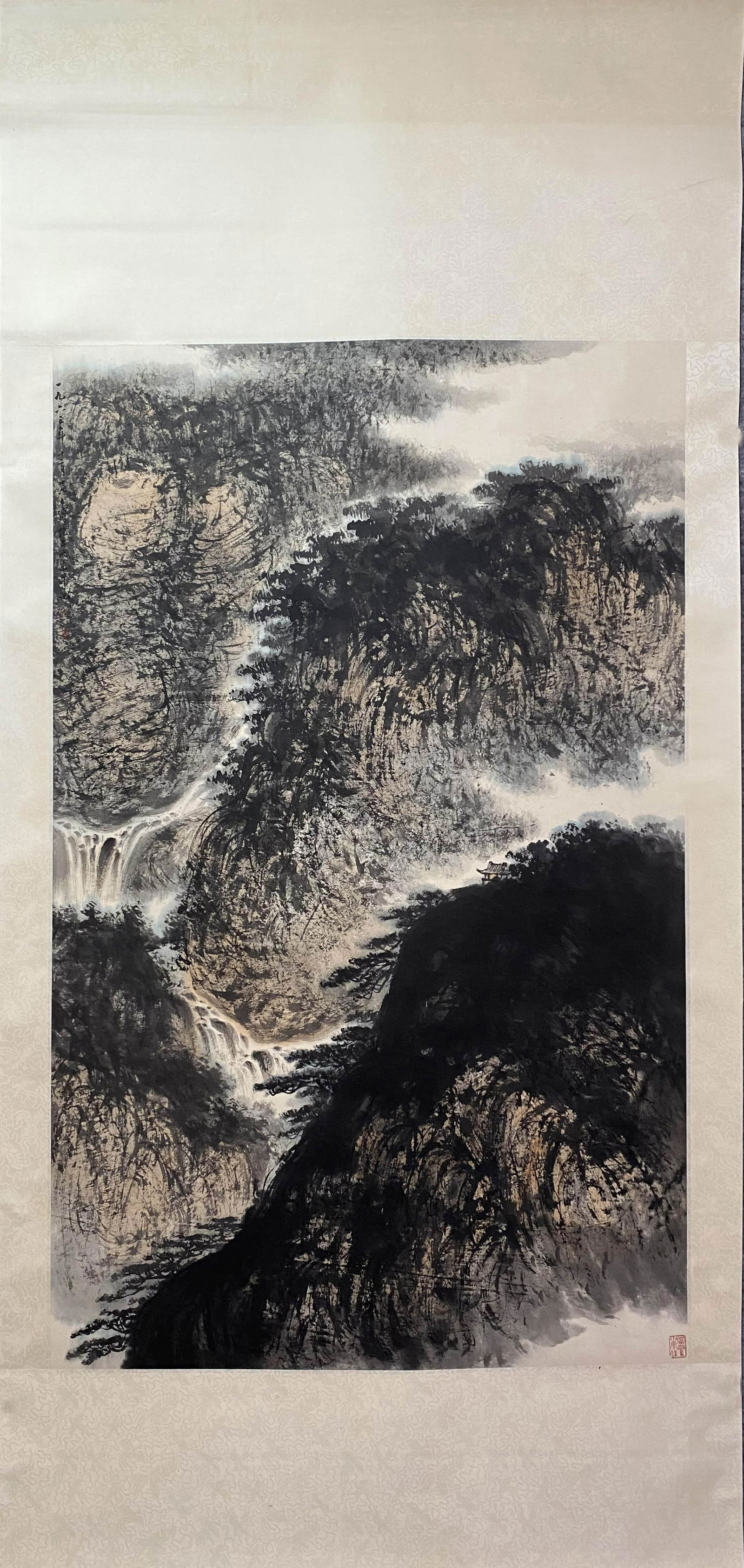 FU BAOSHI, Chinese Landscape Painting Paper Hanging Scroll (1 of 9)