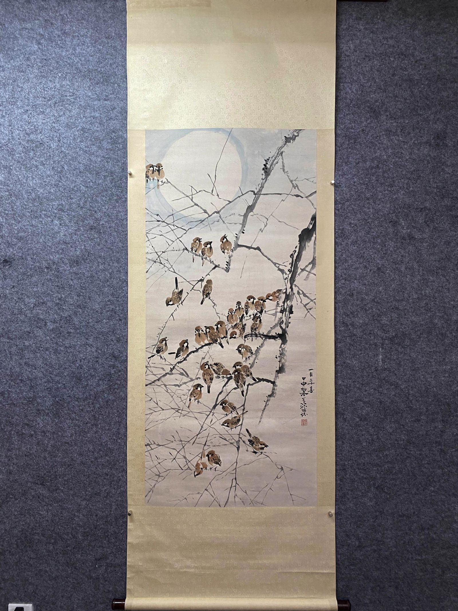 YANG SHANSHEN, Chinese Flower and Bird Painting Paper Hanging Scroll (1 of 9)