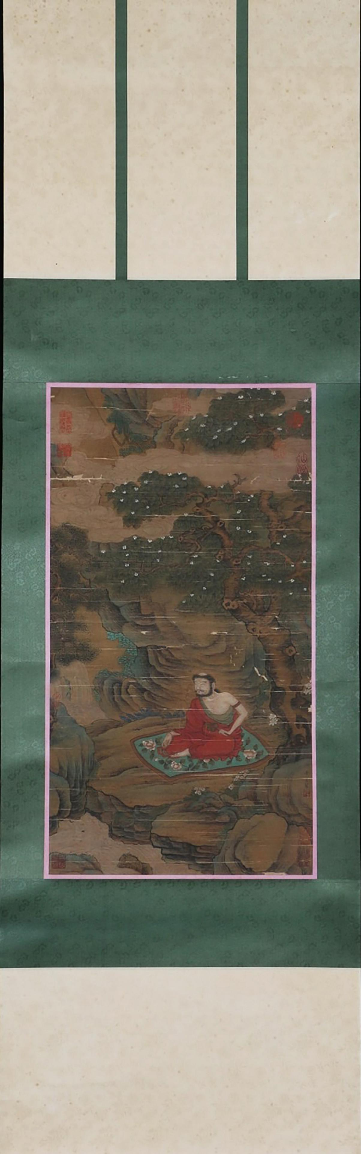 LI GONGLIN, Chinese Dharma Painting Hanging Silk Scroll (1 of 9)