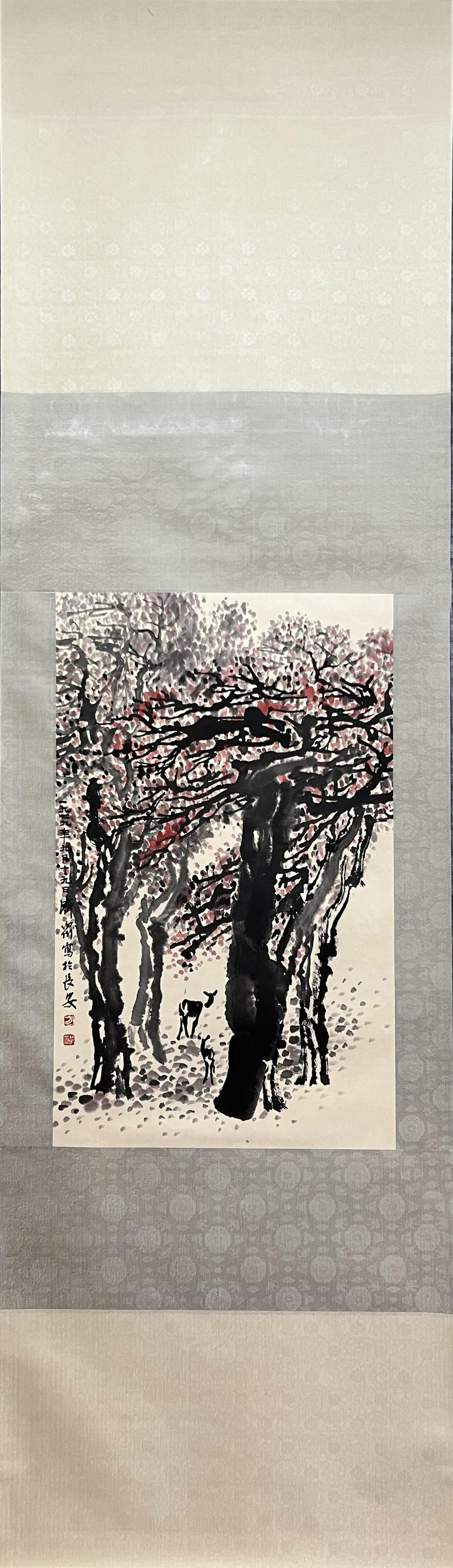 FANG JIZHONG, Chinese Stag Painting Paper Hanging Scroll (1 of 9)