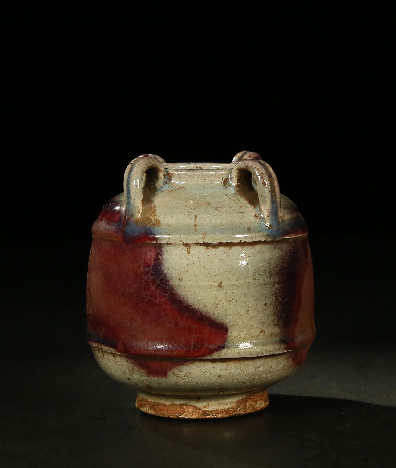 Jun Ware String Pattern Four Finials Pot (1 of 9)