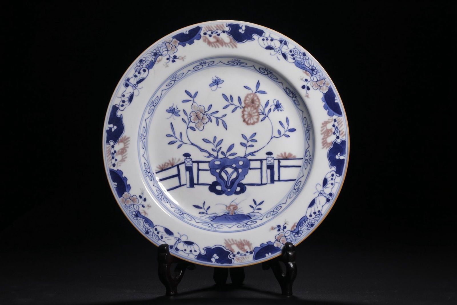 Blue And White Underglaze Red Flower And Butterflies Plate (1 of 8)