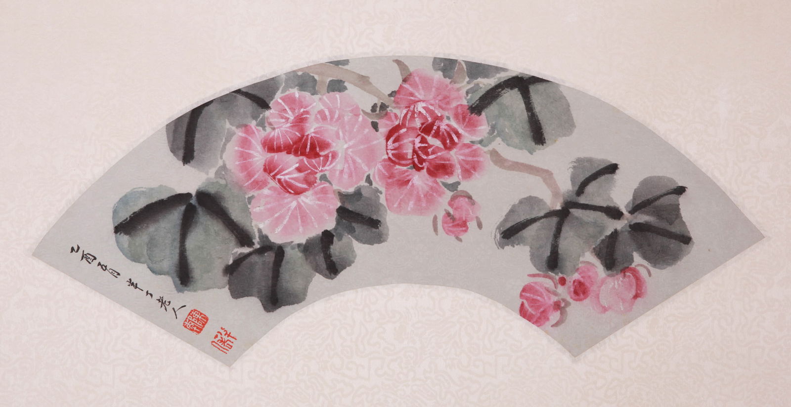 A CHINESE FLOWER PAINTING, INK AND COLOR ON PAPER, MOUNTED, CHEN BANDING MARK: A CHINESE FLOWER PAINTING, INK AND COLOR ON PAPER, MOUNTED, CHEN BANDING MARK 15x50cm, Condition: Condition reports are rendered as specialist opinion by the staff of the Auction House and not as stat