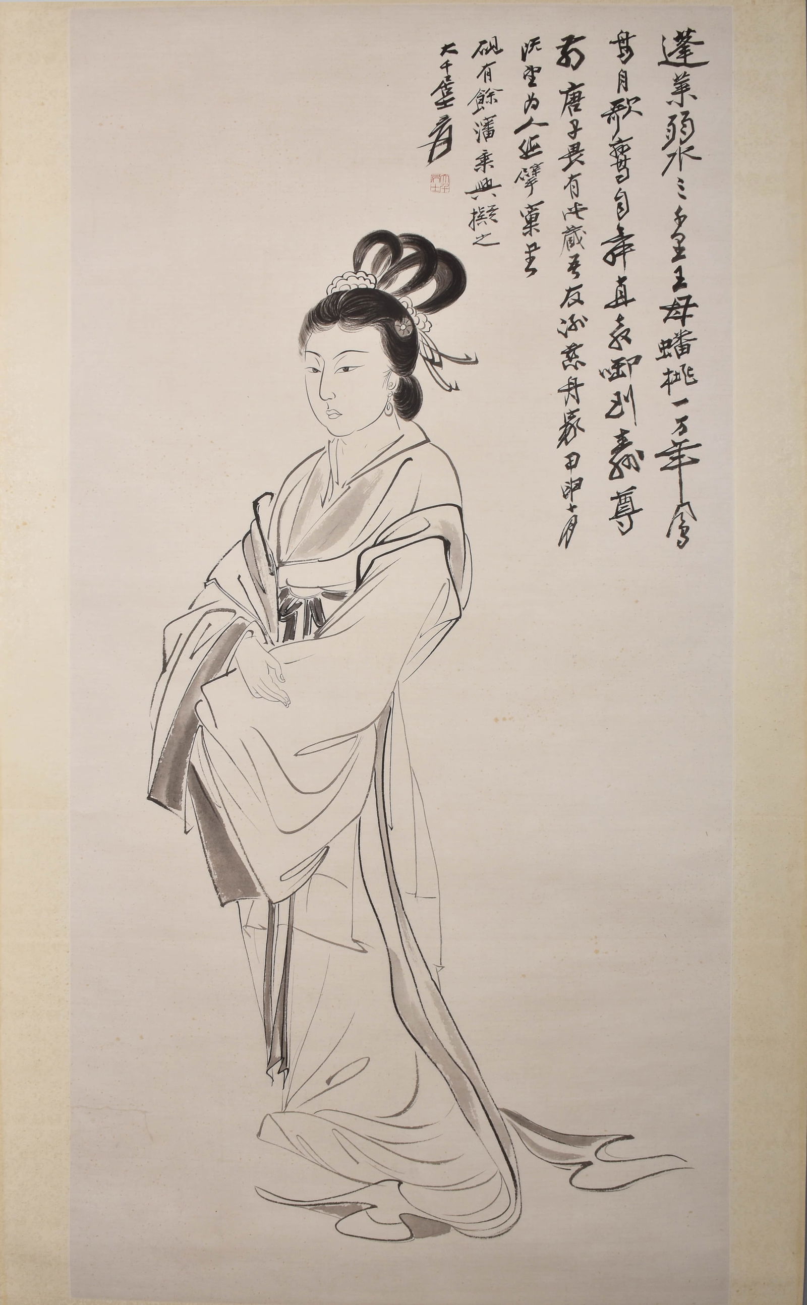 FIGURE, INK ON PAPER, HANGING  SCROLL, ZHANG DAQIAN (1 of 9)