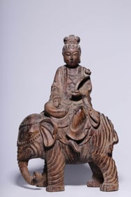 A ZITAN WOOD FIGURE OF SAMANTABHADRA