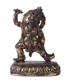 A GILT-BRONZE FIGURE OF YELLOW JAMBHALA (WEALTH DEITY)
