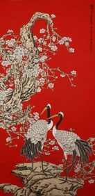 ZHANG DAQIAN (1899-1983), ATTRIBUTED TO, PLUM BLOSSOMS AND CRANES