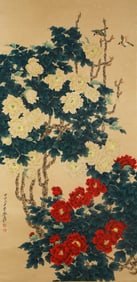 ZHANG DAQIAN (1899-1983), ATTRIBUTED TO, FLOWERS AND BIRDS