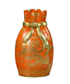 A RED GROUND GILT GILT-DECORATED 'DRAGON' VASE