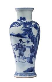 A BLUE AND WHITE 'FIGURE SCENES' VASE