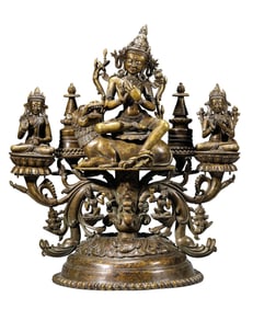 AN ALLOY COPPER SILVER-INLAID MANJUSHRI