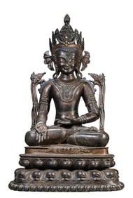 A LADAKH-STYLE ALLOY COPPER WITH GOLD, SILVER AND COPPER INLAY VAIROCANA