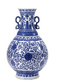 A BLUE AND WHITE 'PASSIONFLOWER'  VASE