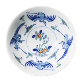 A DOUCAI 'CRANE' BOWL