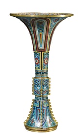 A CLOISONNé ENAMEL 'FLOWERS AND TAOTIE' VASE