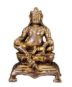 A TIBETAN PALA-STYLE ALLOY COPPER YELLOW JAMBHALA