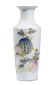 A FAMILLE ROSE 'MELONS AND FRUITS' VASE