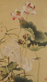 CHEN ZHIFO (1896-1962), ATTRIBUTED TO, LOTUS WITH TWO EGRETS