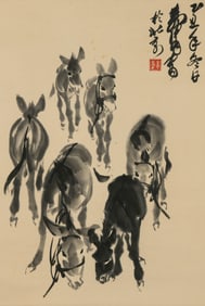HUANG ZHOU (1925-1997), ATTRIBUTED TO, DONKEYS