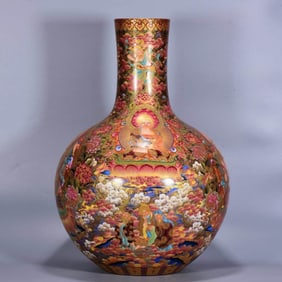 A CLOISONNé ENAMEL GILT-DECORATED GLOBULAR VASE