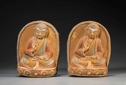 A PAIR OF TIBET GUGE-STYLE LAMA TSATSAS