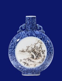 A BLACK AND BLUE 'HUNDRED FLOWERS' MOONFLASK