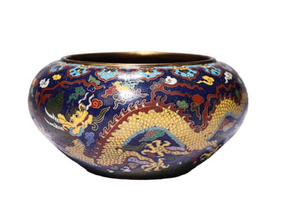 A CLOISONNé ENAMEL 'DRAGON' BOWL