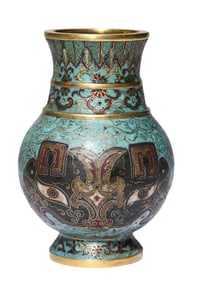 A CLOISONNé ENAMEL 'TAOTIE' VASE
