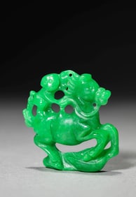 A JADEITE 'MONKEY ON HORSE'