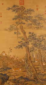 GIUSEPPE CASTIGLIONE (1688-1766), ATTRIBUTED TO, PINES AND DEER IN SPRING