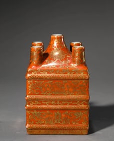 A CORAL-RED GROUND 'LOTUS' VASE