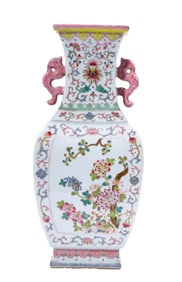 A FAMILLE ROSE 'FLORAL' VASE