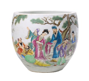 A FAMILLE ROSE 'EIGHT IMMORTALS AND POEM' JAR
